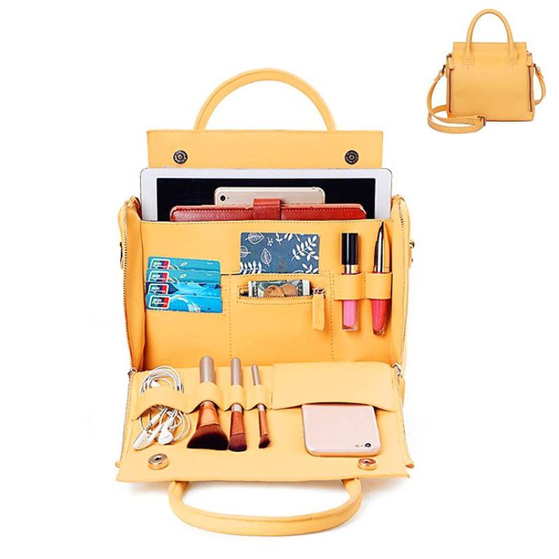 

Women's PU Leather Handbag Large Capacity Multi-pocket Cosmetic Bag Shoulder Crossbody Bags Travel Shopping Phone Bag Clip Gift, Yellow