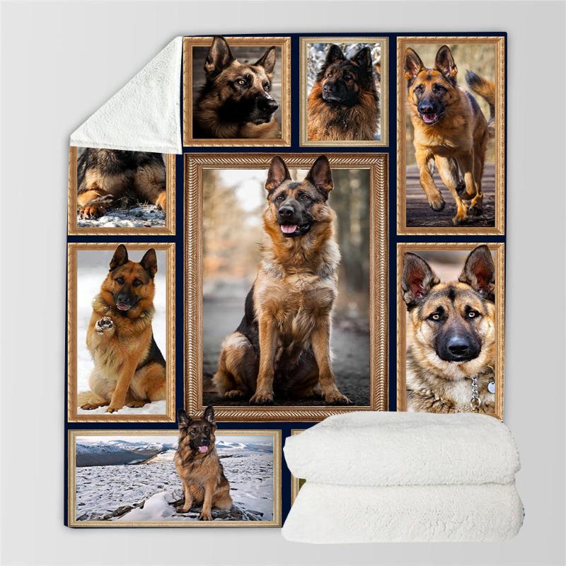 

Blankets German Shepherd 3D Printed Fleece Blanket For Beds Hiking Picnic Thick Fashionable Bedspread Sherpa Throw