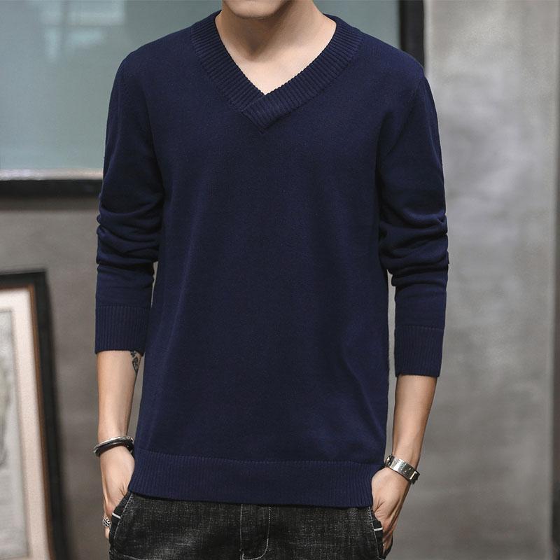 

Men's jacket new Autumn/winter V-neck plain color casual fashion series sweater XL.2XL.3XL, Black