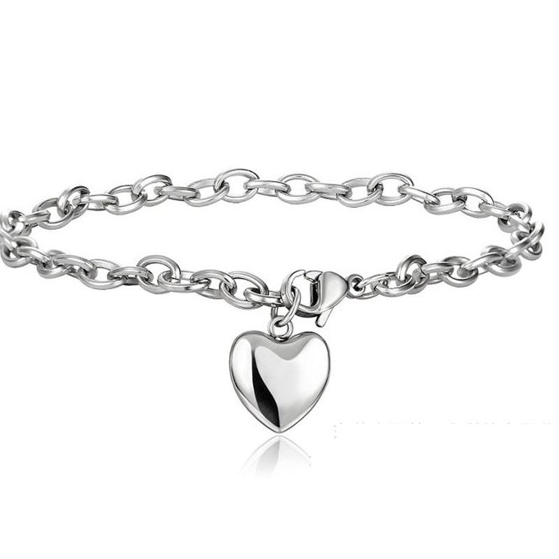 

Charm Bracelets Bracelet Men Heart Stainless Steel For Couple Accessories Women's Rose Gold Man Women Chain On Hand Jewelry