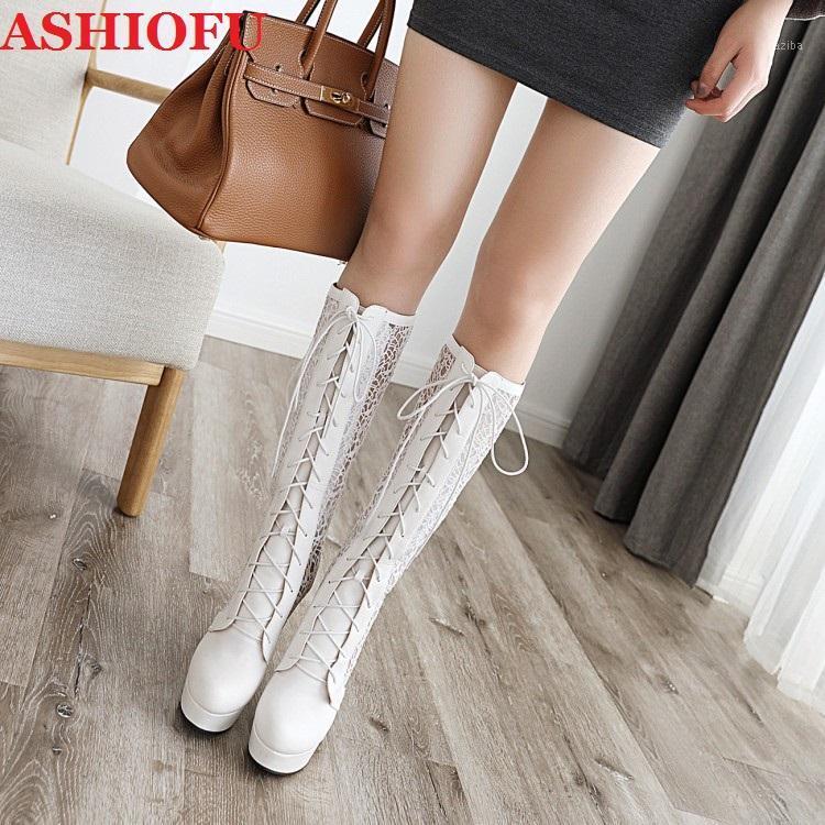 

ASHIOFU Hot Sale Handmade Ladies High Heels Boots White Shinny Party Prom Mid-calf Autumn Boots Evening Club Fashion Short1, As pic