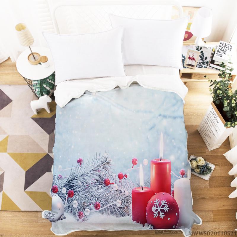 

Merry Christmas Design Blanket 3D Unique Pattern Print Blanket Soft Bedroom Decor For All Seasons