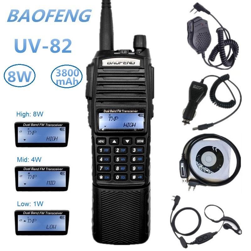 

BAOFENG UV-82 8W Walkie Talkie 10KM VHF UHF Dual PScanner Radio Amateur 3800mAh Large Battery Marine CB Ham Radio Transmitter