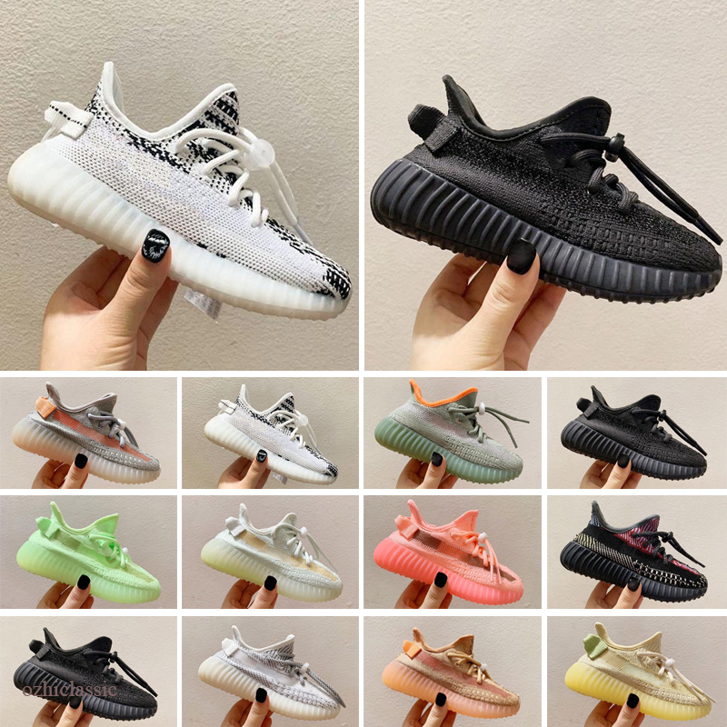 

Kanye West 3M Reflective Infant Yecheil Kids sneakers Static Glow Green Clay Trainers Big Small Boy Girl Children shoesToddler, Photo color