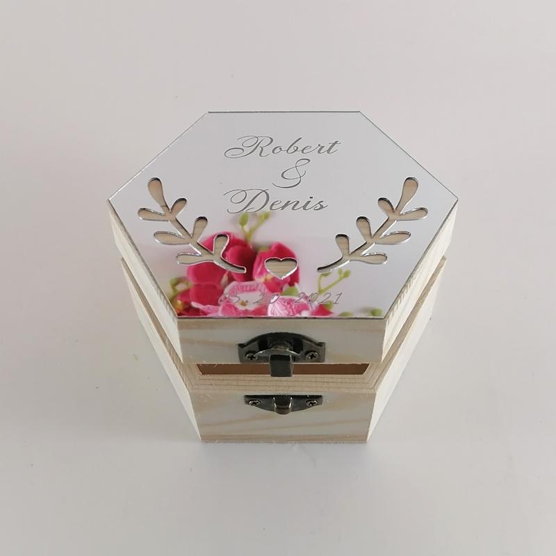 

Custom Personalized Empty Geometric Acrylic Wood Treasure Box Engagement Ring Box Gold Rustic Jewelry Wedding Gift