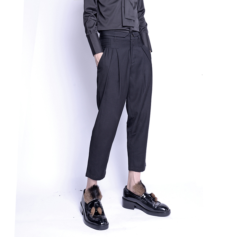 

2021 New Summer Pants Stylist with Dark Hair Tarja Foot Nine Hundred Halen Small Male Version Korean Garnish Tide Pants. M-2xl. FHFI, Black