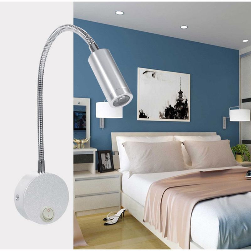 

AC85-265V Modern LED Hose Wall lamp flexible 1W 3W bathroom mirror light Bedside Reading study sconces led luminaire lamps