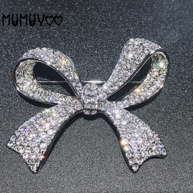 

Pins, Brooches Fashion Jewelry SWA Retro Sweet Temperament Bow Crystal Brooch Women Cute Small Pearl Bowaccessories For