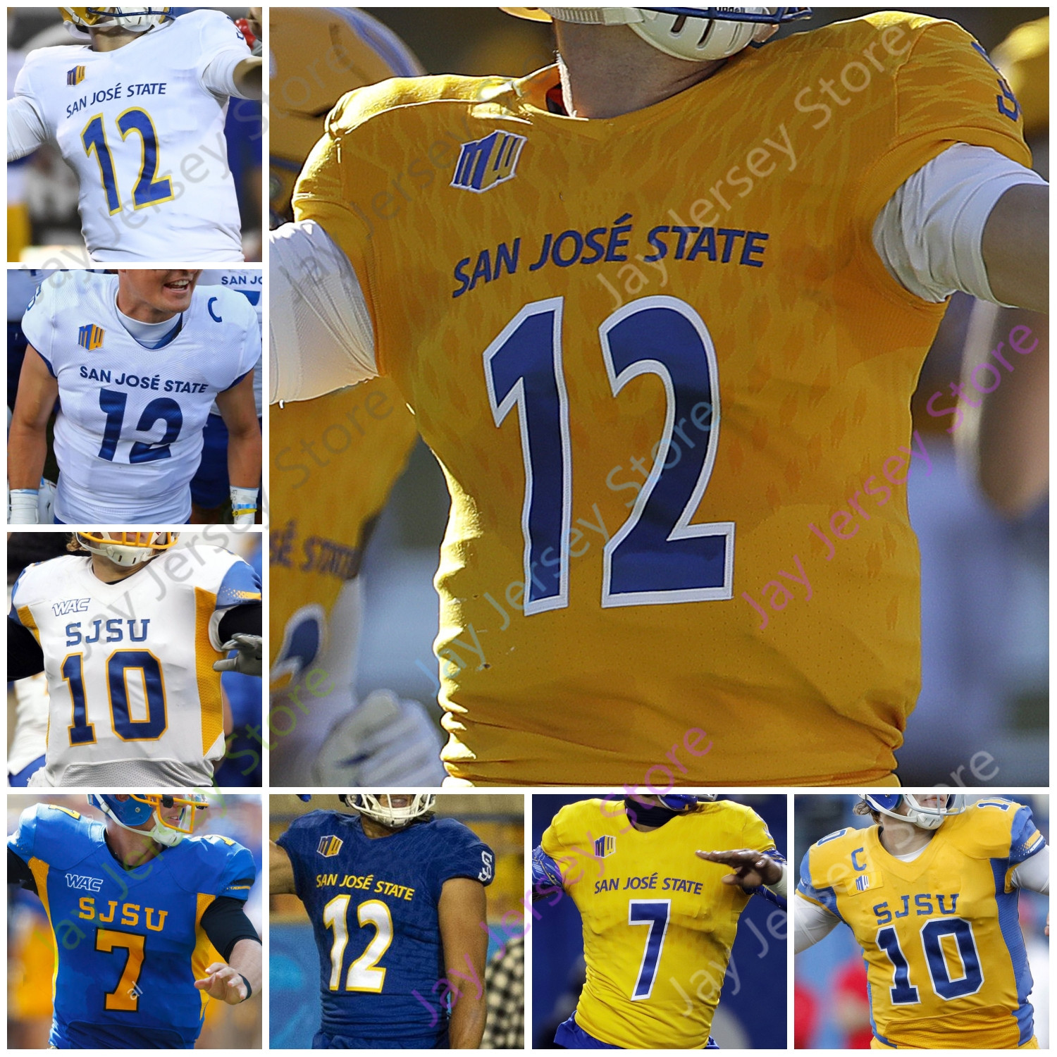

San Jose State Spartans SJSU Football Jersey NCAA College Josh Love DeJon Packer Nick Nash Walker Gaither Hamilton Osuna Starkel Robinson, Yellow