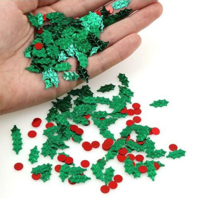 

15g/bag Table Decoration Holly Berries and Leaves Appliques for Christmas Decoration ,Stick-on DIY Laser Green Color