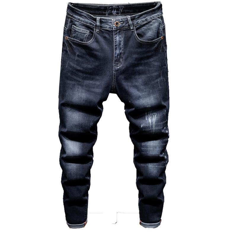 

Men's Jeans VORELOCE Classic Trend Letter Printing Denim Harem Pants 2021 Spring Brand Cotton Stretch Youth Fashion Tapered, Blue
