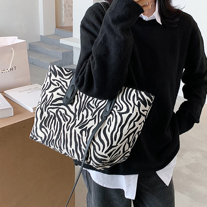 

Moda padro zebra bolsas grandes mulheres tote saco de alta qualidade couro casual feminino sacos ombro grande capacidade mensageiro, Striped white