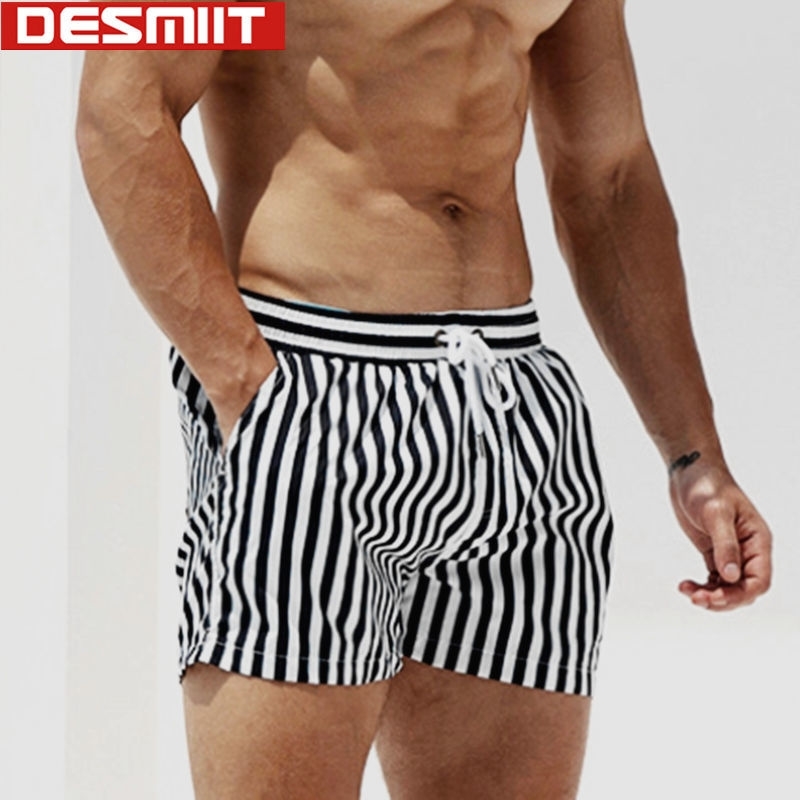 

Desmiit Swimwear Swimming Shorts for Men Swimming Trunks Plus Size Striped Quick Dry Swimsuit Man Beachwear Surfing Shorts Board T200114, White;black