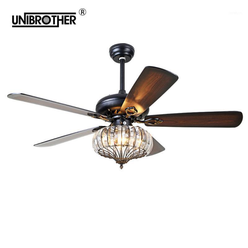 

52 inch ceiling fan crystal with Light remote control Lamps Wood Home Bedroom 110V 220V silent sleep reverse function1