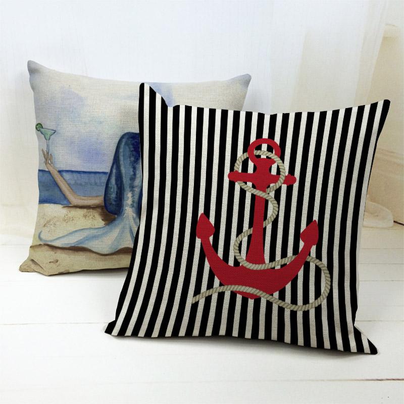 

Nautical Anchor Sailor Sailing Polyester Linen Pillow Cushion Sofa Piaochuang Pad Home Decoration Pillow Cover Cushion Cover