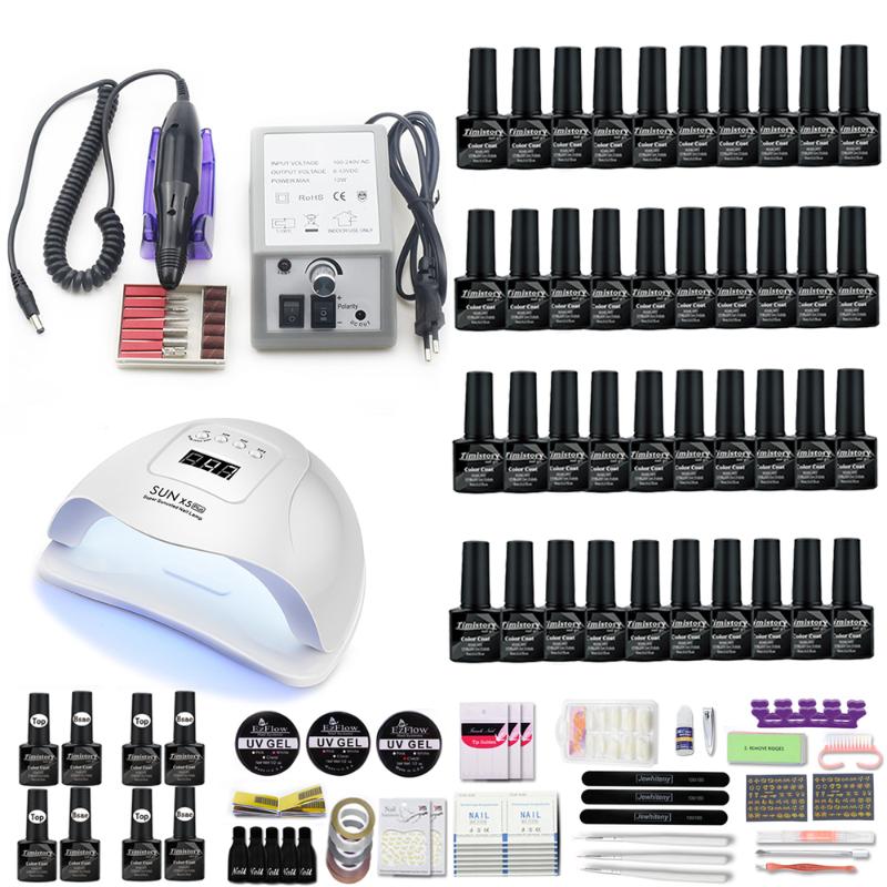 

Professional Nail Set 40/30/20/10 Colors Gel Polish Acrylic Manicure Set Nail Tools With Lamp Drill Machine Kit