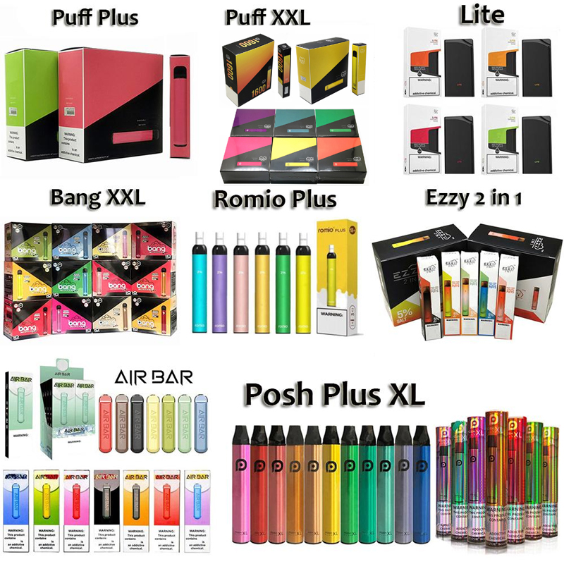 

Bang XXL Disposable Vape Puff Plus XXL Air Bar Lite 900 Romio Plus Posh Plus XL Electronic Cigarette Disposable Device Multi Colors