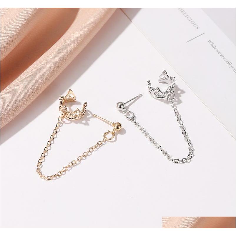 

S1171 Hot Fashion Jewelry Single Piece Chain Earring Crow sqcqVe dh_seller2010, Golden;silver