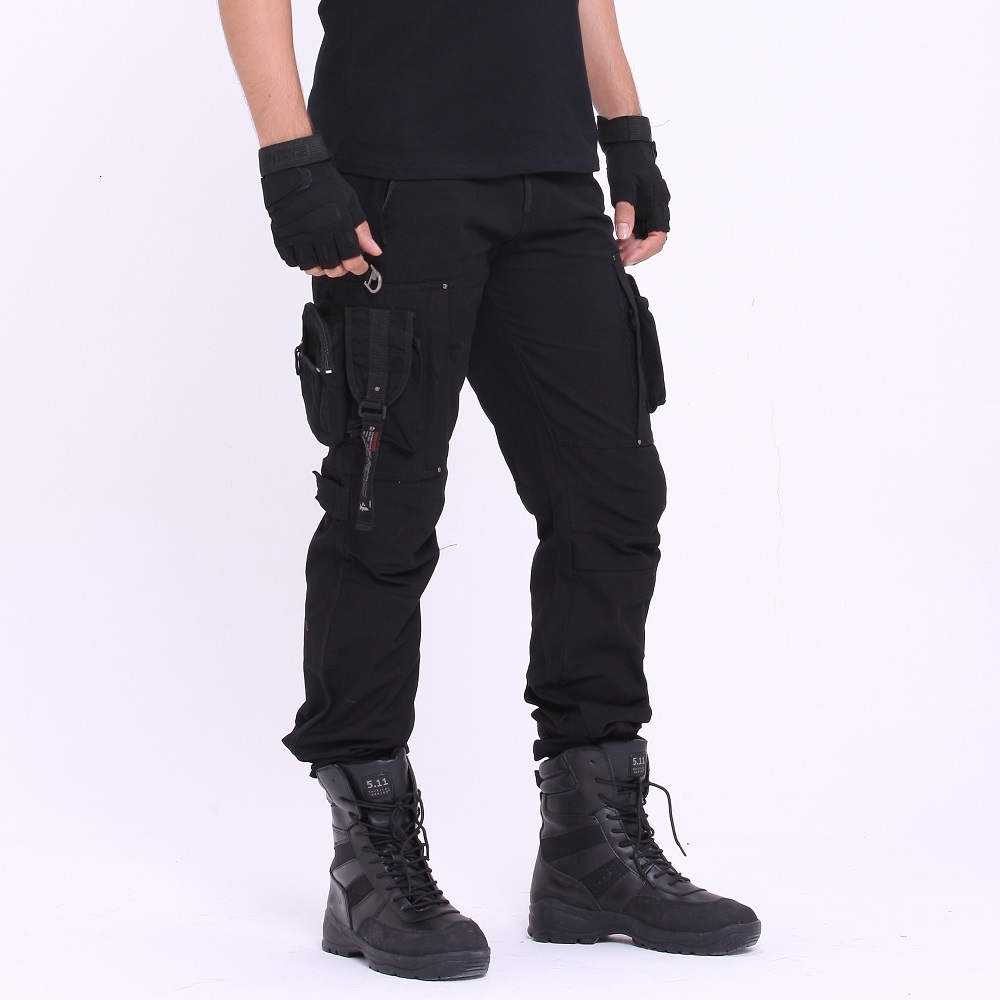 

2021 New Cargo Market Calcues Uniform Working Men Clothes Tatic Military Combat Style Camouflage Masculine Casual Pants 32np, Black.
