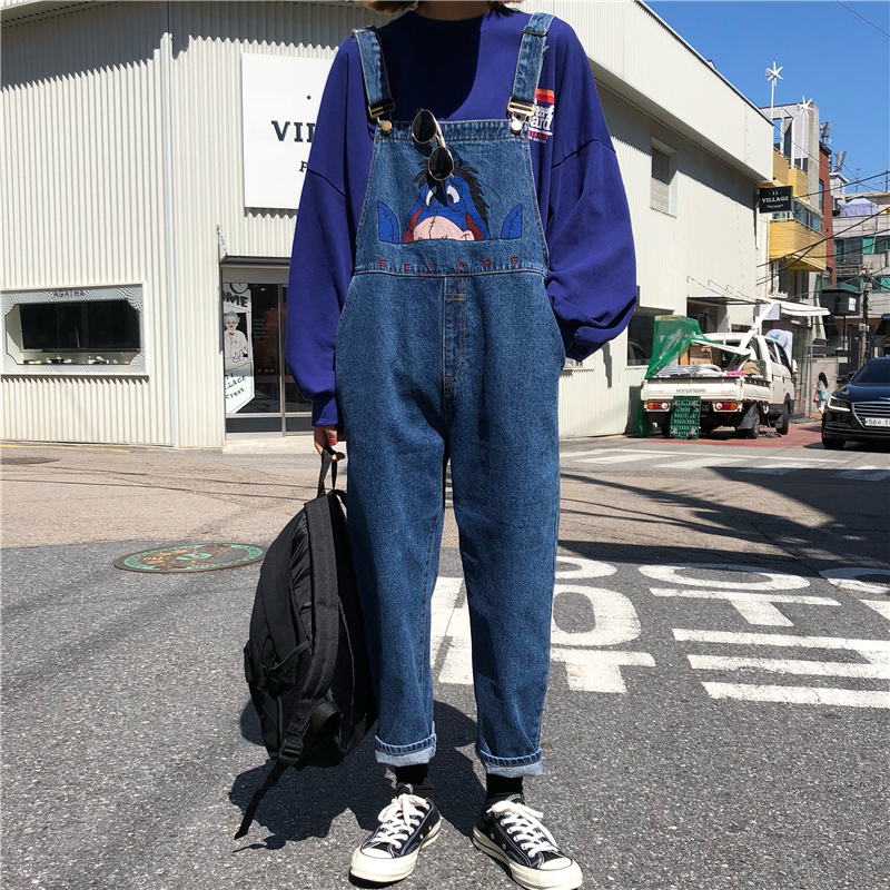 

2021 New Spring and autumn size big retro-loose fashion pattern cartoon embroidered jumper pants women' clothes BALB, Graph color