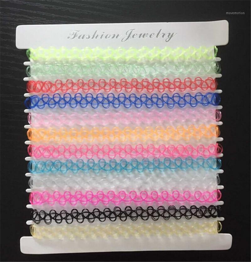 

SexeMara 12PCS Hot Sell Vintage Hippy Stretch Tattoo Choker Necklace Elastic Chocker Necklace Fishing Line Tattoo1