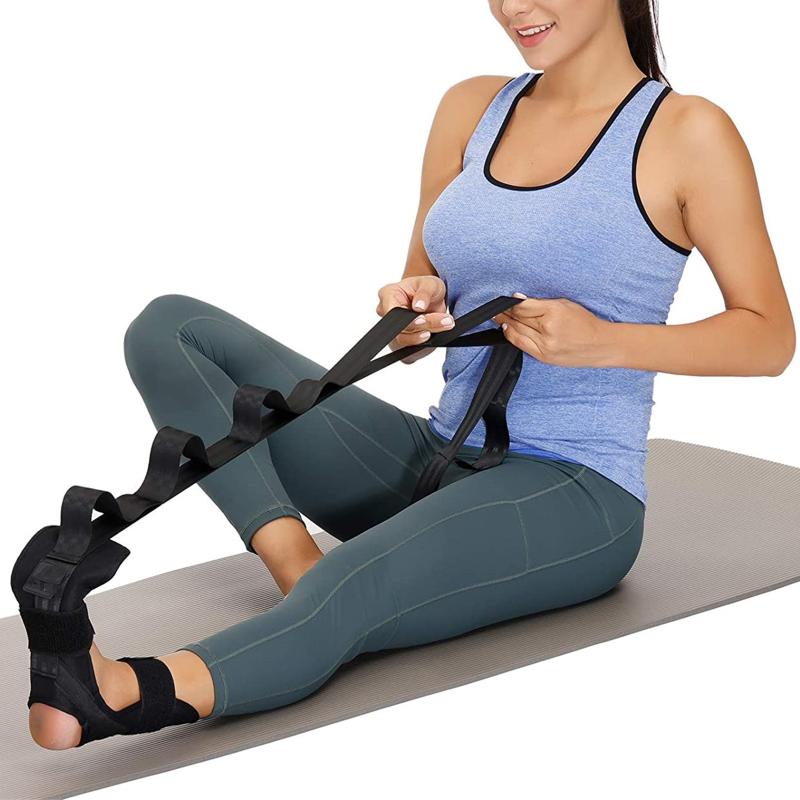 

Portable Rehabilitation Resistance Bands, Yoga Fitness Stretch Strap with Ankle Magic Sticker for Adults Women, Men, Black