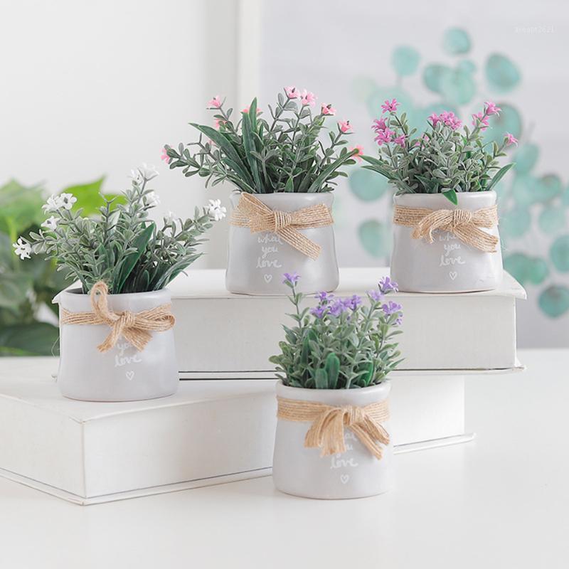 

Nordic small fresh simulation plant decorations green plants indoor desktop potted fake grass anti-real bonsai ornaments FZPJ0111, As picture