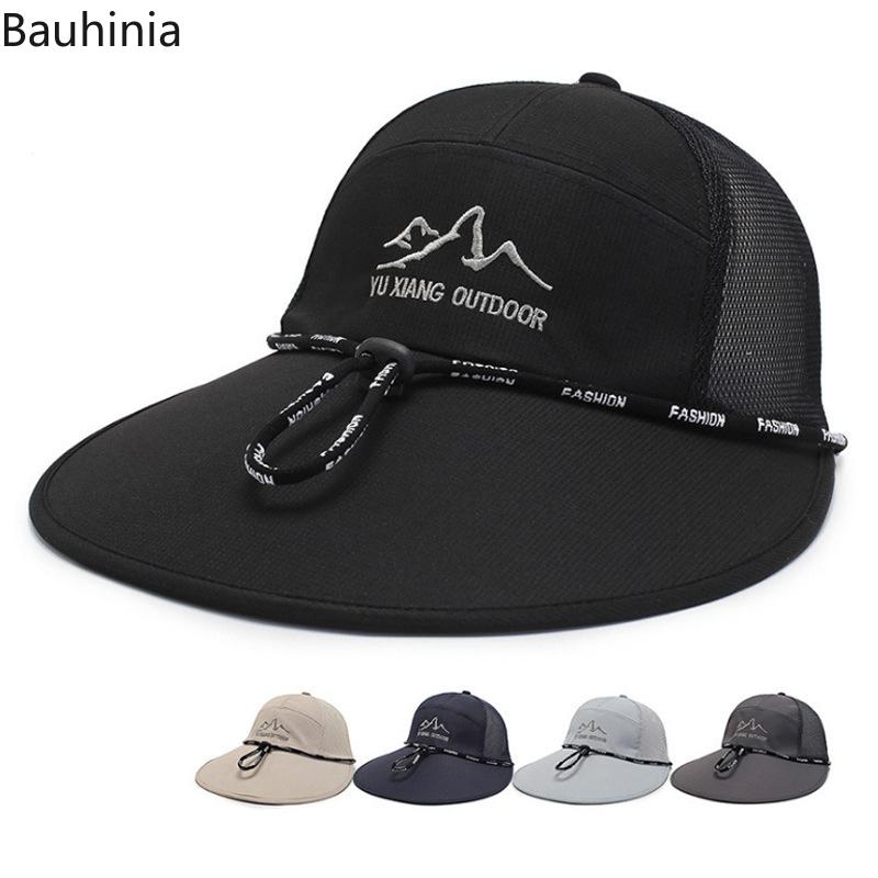 

Bauhinia Comfortable Breathable Mesh Solid Color Sun Hats For Men Outdoor Fishing Caps Women Wide Brim Summer Camping Visor Hat, Khaki