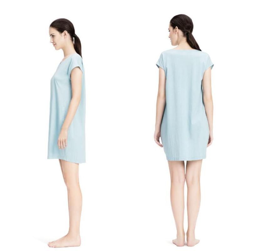 

Summer new arrival women' 100% cotton nightgown sexy sleepwear V-neck short-sleeve lounge mercerized cotton nightgown thin, Blue