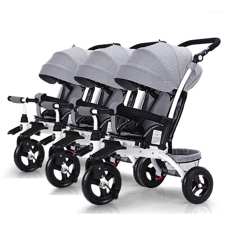 

Strollers# Triplets Tbaby Stroller Three Baby Bike 3 In 1 Can Sit And Lie Split The Child Tricycle Ride Sleep Trailer1