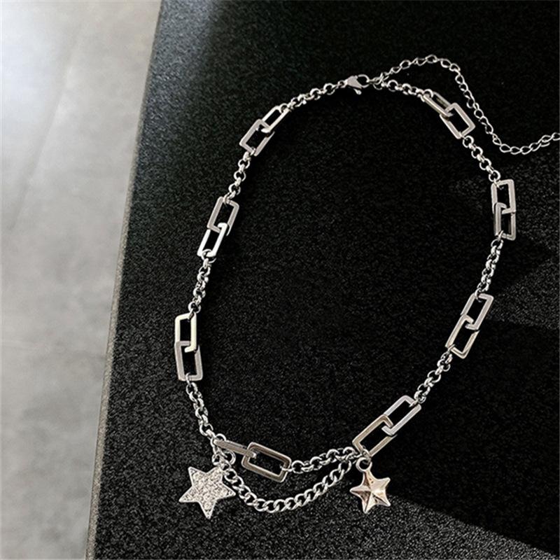 

TIMEONLY Unique Design Spark Crystal Choker Necklaces Stainless Steel Mix Thin Chunky Chain Necklace for Women Femme Jewelry