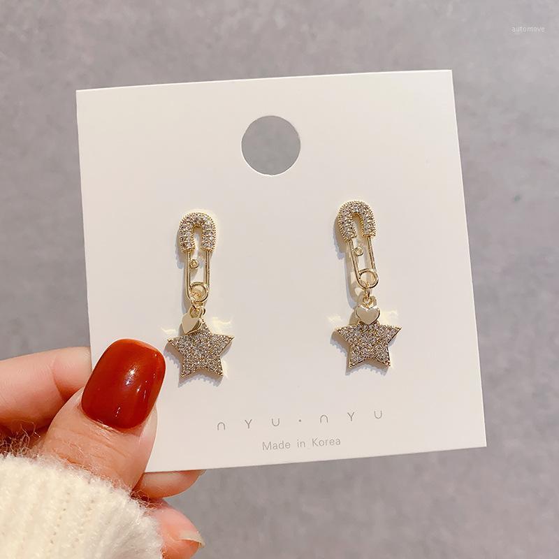 

Korean Personality Simple Rhinestones Pin Star Dangle Earrings Fashion Creative Women Girl Jewelry Accessories1