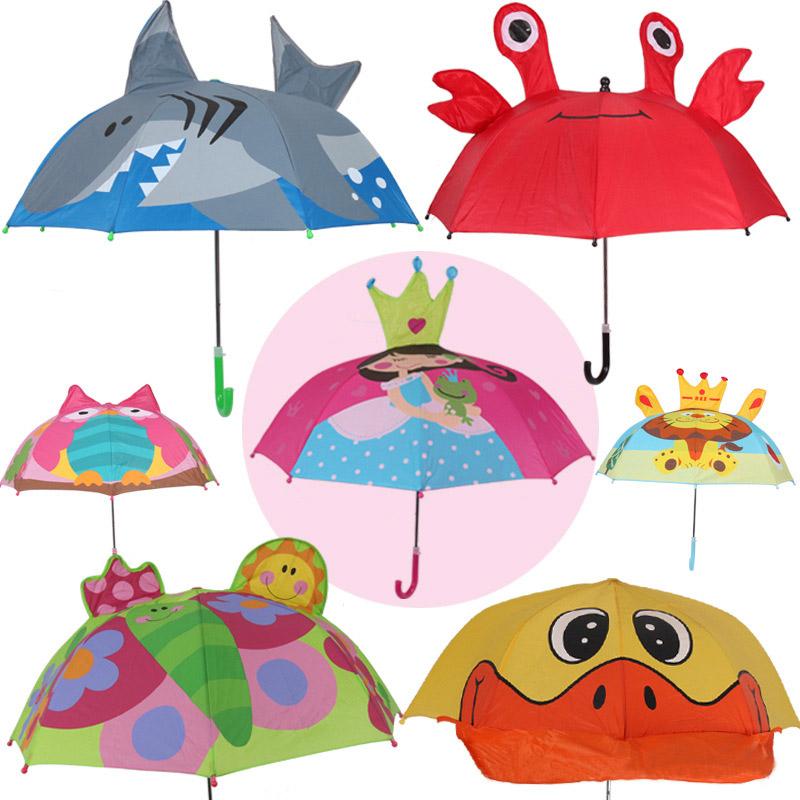 

long handle rain umbrella 3D animals children cartoon print cute umbrella for boy girl sun protection child's tools 50RR331