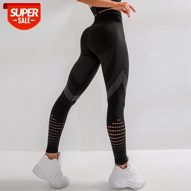 

CHRLEISURE Women Fitness Leggings High Waist seamless High Elastic Mesh pants workout Leggings Breathable Slim #m46j, Black;white
