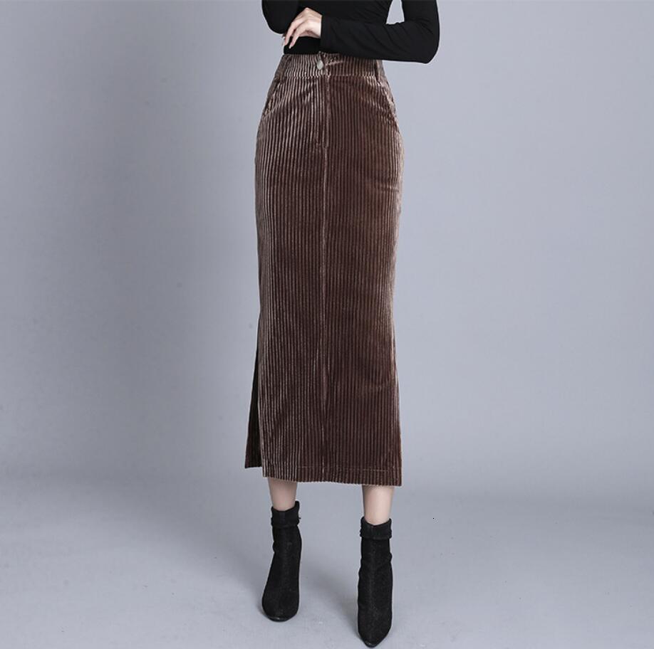 

Velvet Long Pencil Feminine Division Elegant Lady Hip Bundle Winter Skirt Plus Size 5xl Q715 G67u, Black