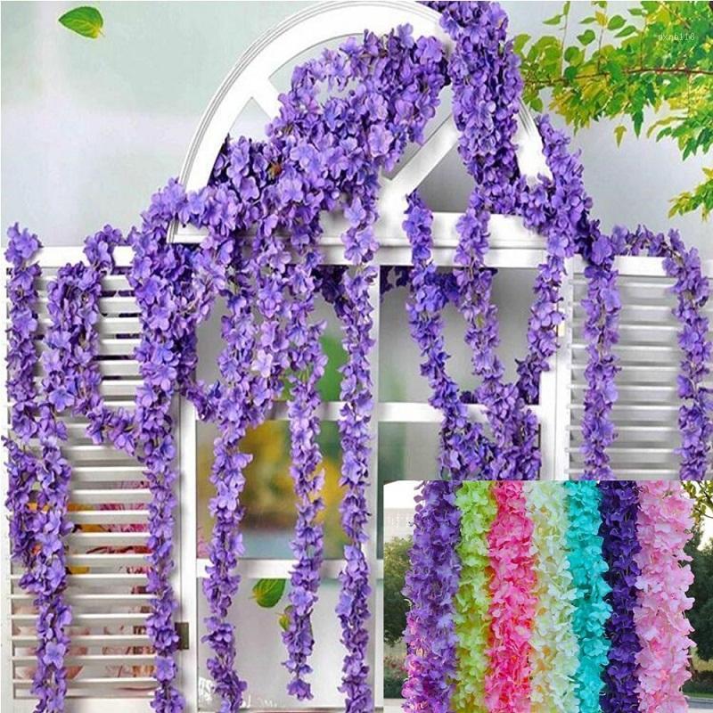 

3 Meters Artificial Hydrangea Wisteria Flower Vine Wedding Backdrop Wall Home Garden Hanging Decorations1, White