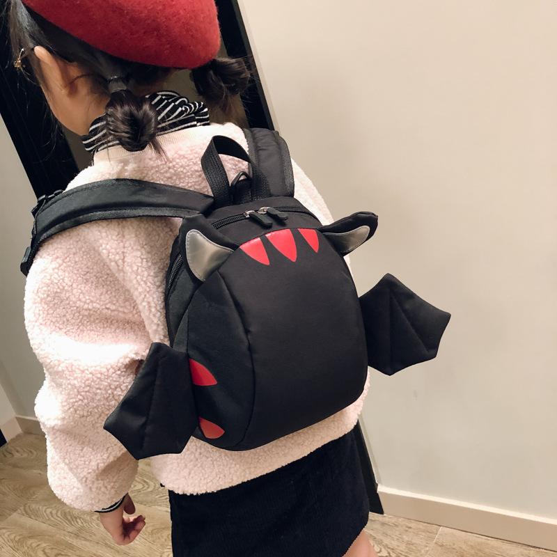 

School Bags For Kids Boys Girls New Korean cartoon children's school bag cute anti-lost rope kindergarten bag baby backpack, Black