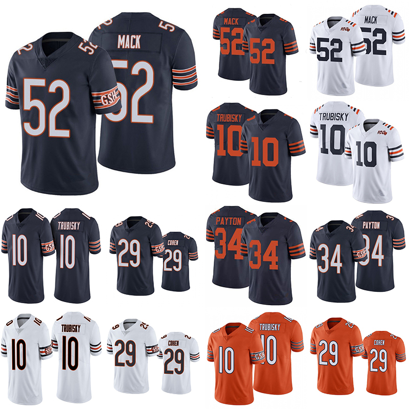 

Chicago Bears Jersey 52 Khalil Mack 29 Tarik Cohen 10 Mitchell Trubisky 34 Walter Payton Football Jerseys, Deep blue o