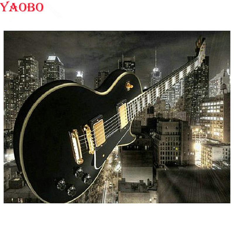 

new arrival Diamond painting music guitar City night scene full square round drill rhinestone pictures mosaic 3d diy embroidery