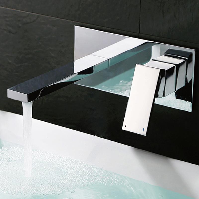 

BAKALA High Quality Bathroom Basin Sink Faucet Wall Mounted Square Chrome Brass Mixer Tap With Embedded Box LT-320R