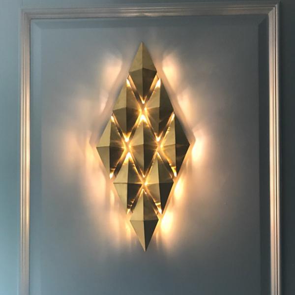 

New Iron Gold Rhombus Modern Bathroom LED Light Living Room Wall lamp Wall Sconce For Bedroom Corridor