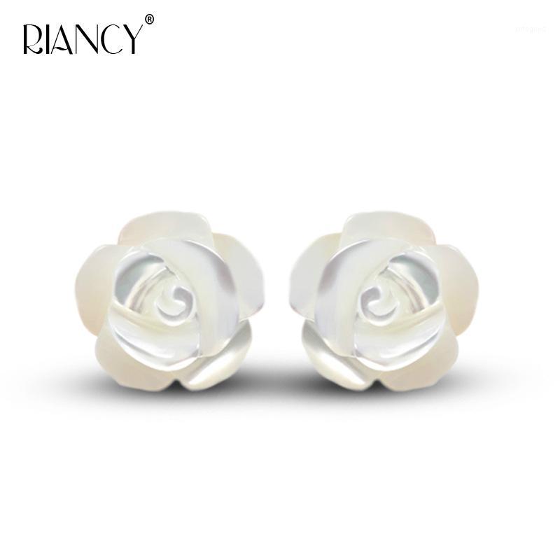 

Stud Hand-carved Rose Earrings Natural Shell Women's Simple Fashion Temperament Earring Wedding Jewelry1