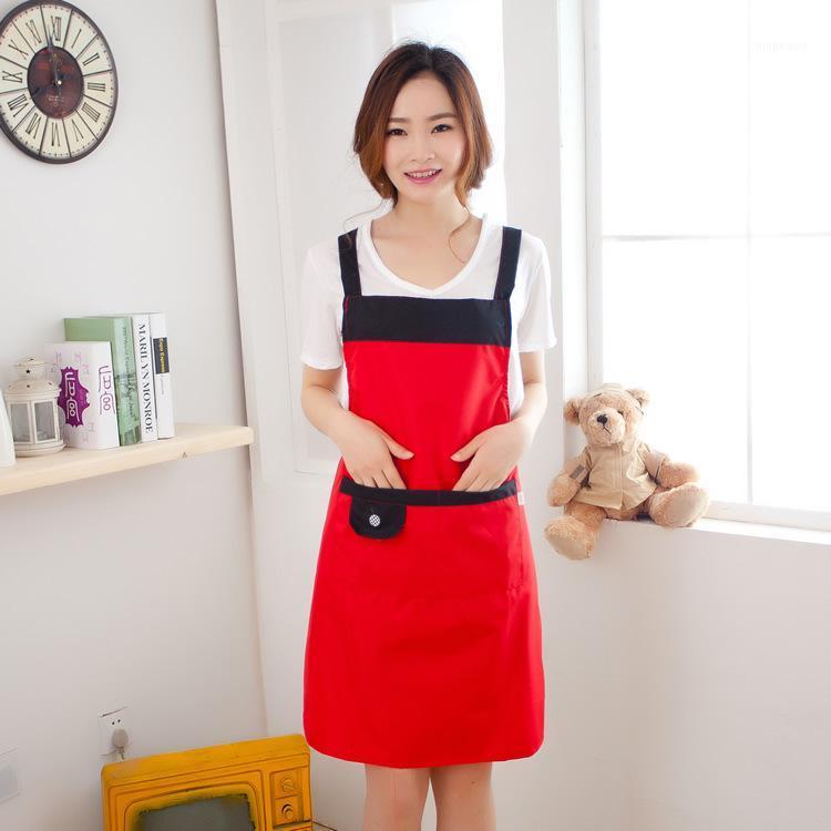 

1PC Waterproof Polyester Apron Woman Adult Bibs Home Cooking Baking Coffee Shop Cleaning Aprons Kitchen Accessory OK 09141