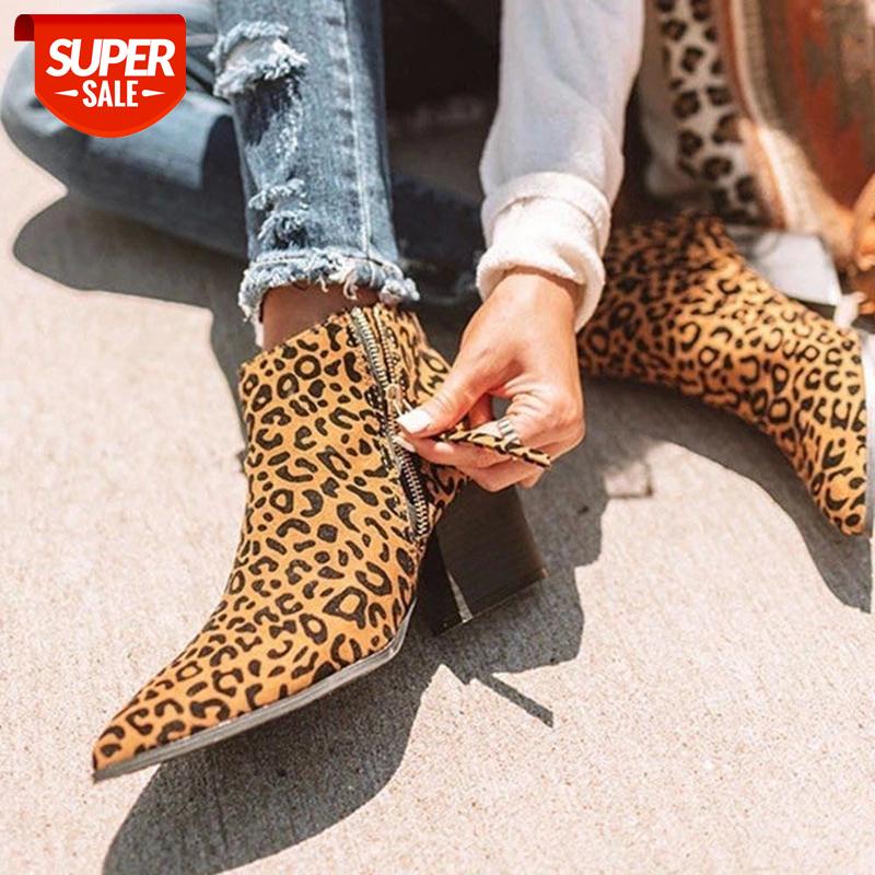 

Lucyever Retro Leopard Print High Heels Ankle Boots for Women Autumn Plus Size Pointed Toe Botas Mujer Casual Pu Leather Booties #wj6w, Beige