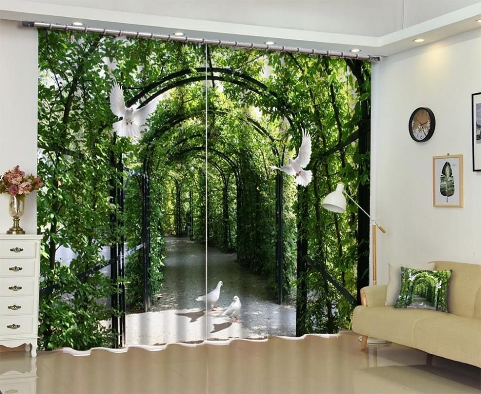 

Greenery Trail 3D Blackout Curtains for Living Room Bedding Room Home Decor Tapestry Wall, As pic