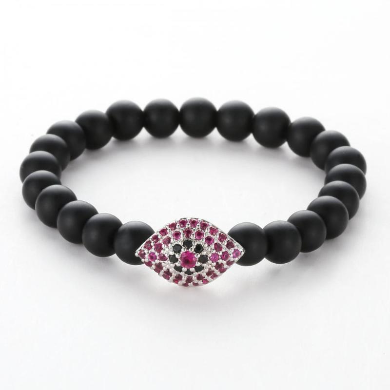 

Women Men Jewelry Fashion Micro Zircon Alloy Column Elastic Natural Stone Bracelet Classic Blue Pine Stone Beads Bracelet Bangle