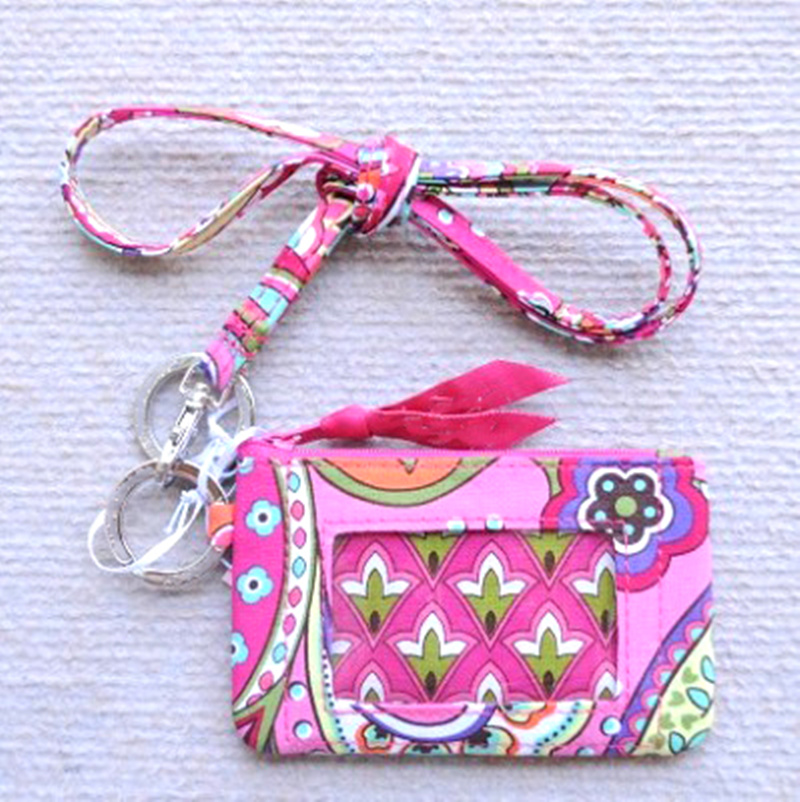 

NWT Cotton Zip ID Case with Lanyard ID Card Holder Credit Bus Card Case, Multi