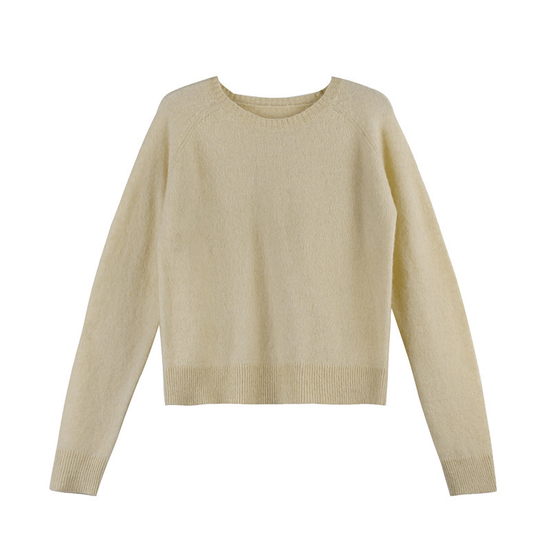 

Woolen 2021 New Mohair Women's Pullovers New Korean-style Wool Thin Nightgown Top Vintage Tpz6 48AS, The duckling yellow.