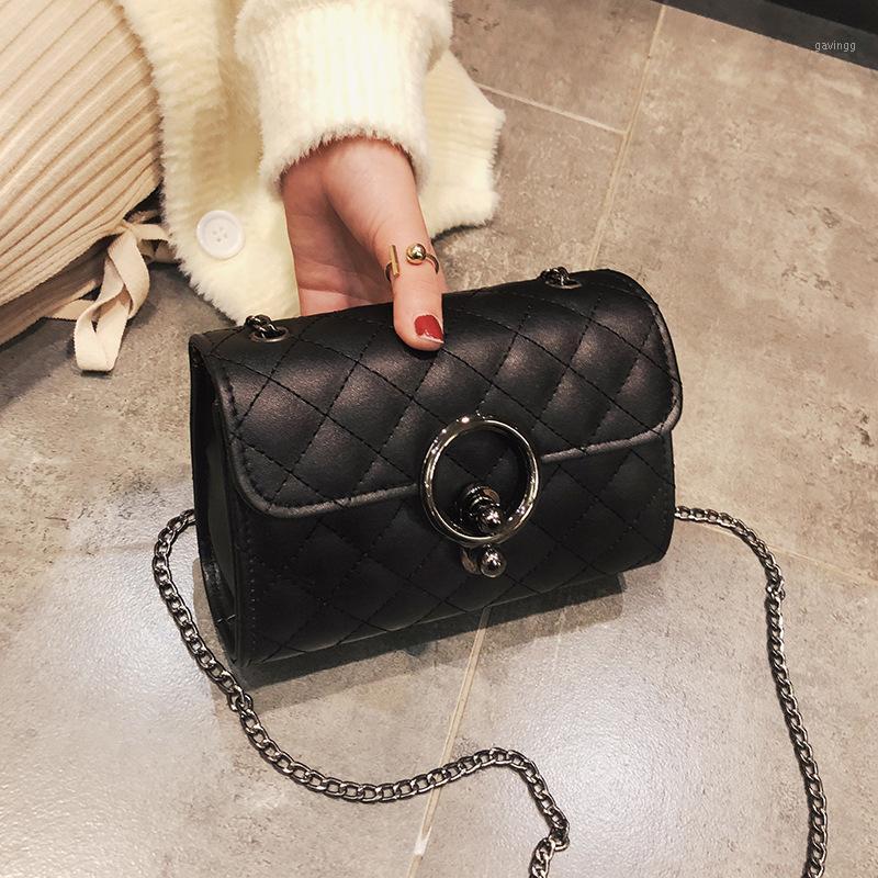 

Small bag women slung 2020 new Korean mini shoulder bag hot Lingge chain women's1, Black
