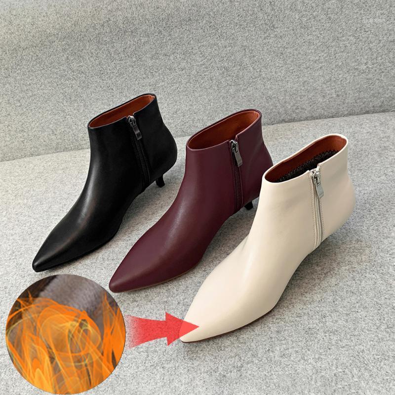 

Plus Size 34-43 Fashion Ankle Boots Women Female Women's Pointed Toe Shoes Autumn Winter Zipper Woman Short Boot Ladies Footwear1, Beige